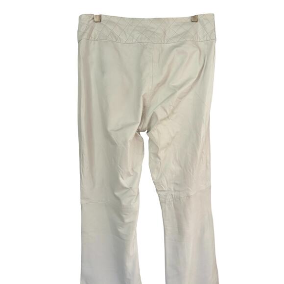 Cache White Lined Leather Pant Zipper Pockets Quilted 3" Wide Self Belt $298 - Picture 8 of 8